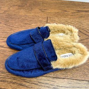 Nwob Steve Madden Kaden Royal Blue Faux Fur Loafers Sz 5.5
